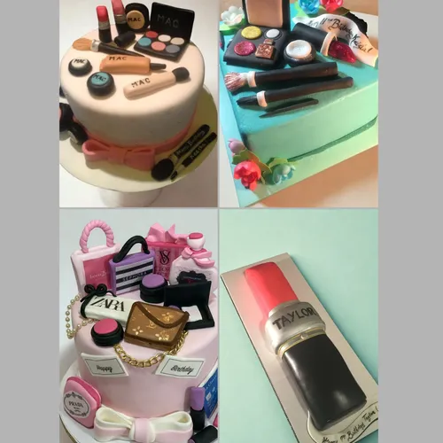 custom makeup and cosmetics-themed cakes